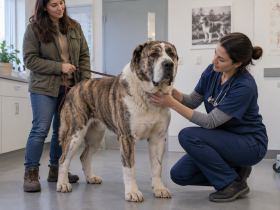 Central Asian Shepherd at a veterinary consultation
