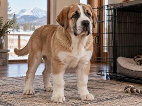 Central Asian Shepherd puppy in a prepared home
